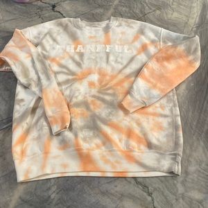 BFFS & BABES "Thankful" Orange Tie-Dye Sweatshirt | Used Once